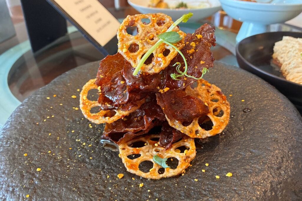 The Guest House Taipei beef jerky with crispy lotus root
